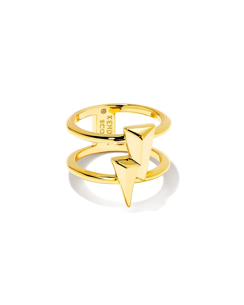 Bolt Double Band Ring in Gold | 9608801858