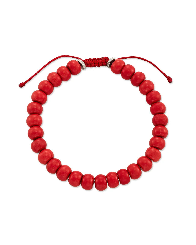 Cade Oxidized Sterling Silver Beaded Bracelet in Red Magnesite | 9608800739