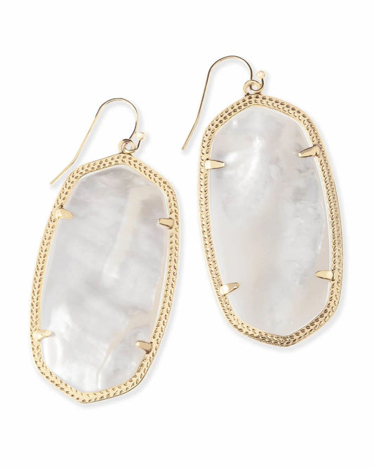 Danielle Gold Statement Earrings in Ivory Mother-of-Pearl | 4217713835