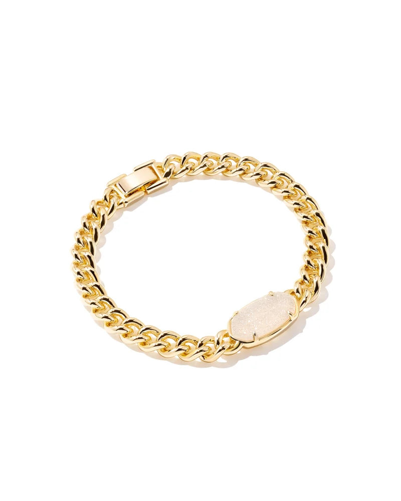 Elaina Gold Chain Bracelet in Iridescent Drusy | 9608802028