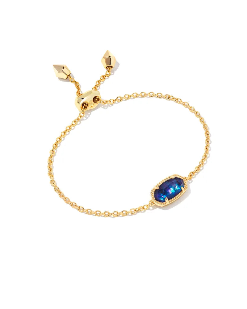 Elaina Gold Adjustable Chain Bracelet in Navy Abalone | 9608802146
