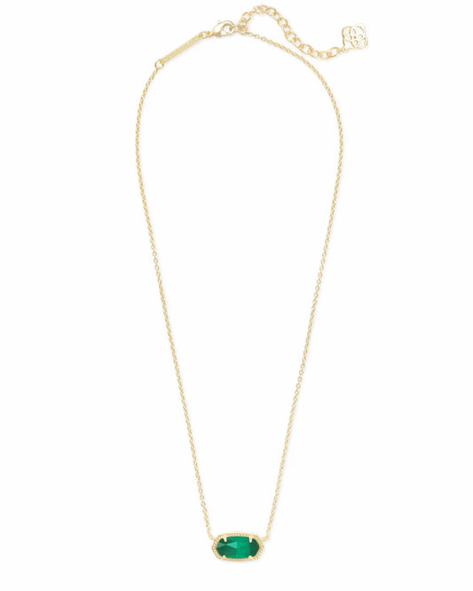 Elisa Gold Pendant Necklace in Emerald Cat's Eye | 4217713810