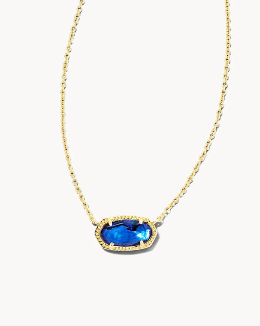Elisa Gold Pendant Necklace in Navy Abalone | 9608800089