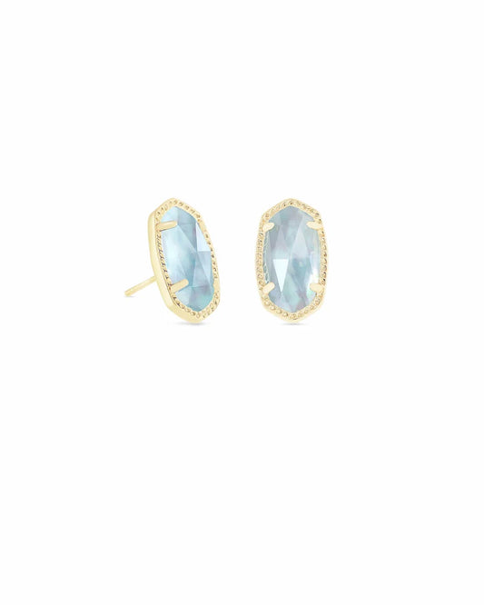 Ellie Gold Stud Earrings in Light Blue Illusion | 4217715378