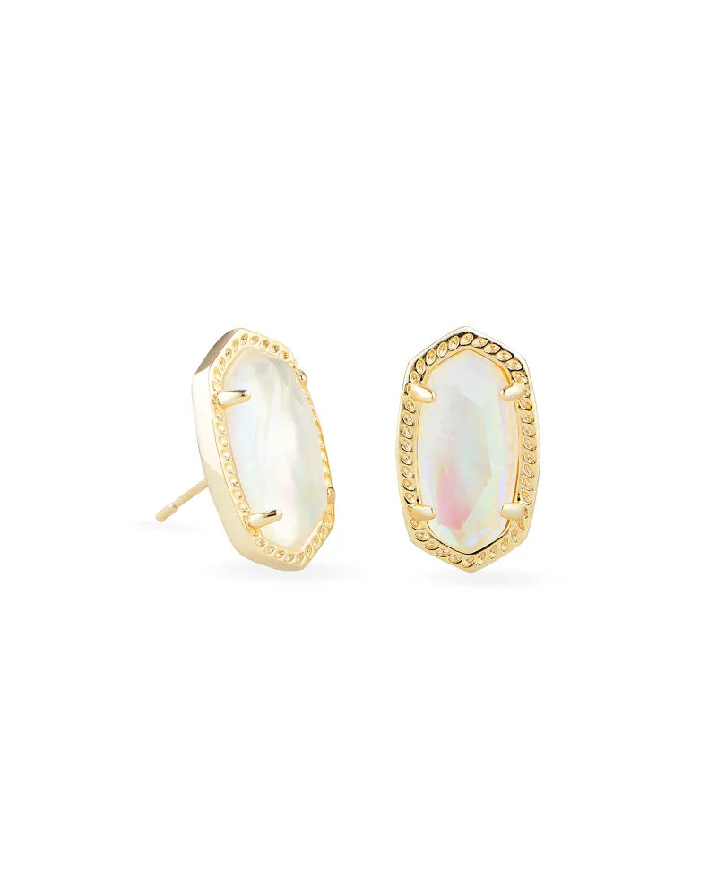 Ellie Gold Stud Earrings in Iridescent Abalone | 4217718614