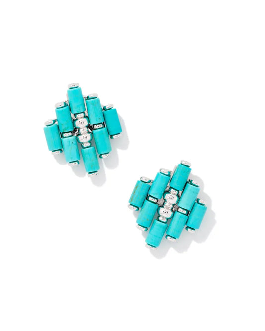 Ember Silver Statement Stud Earrings in Variegated Turquoise Magnesite | 9608801796
