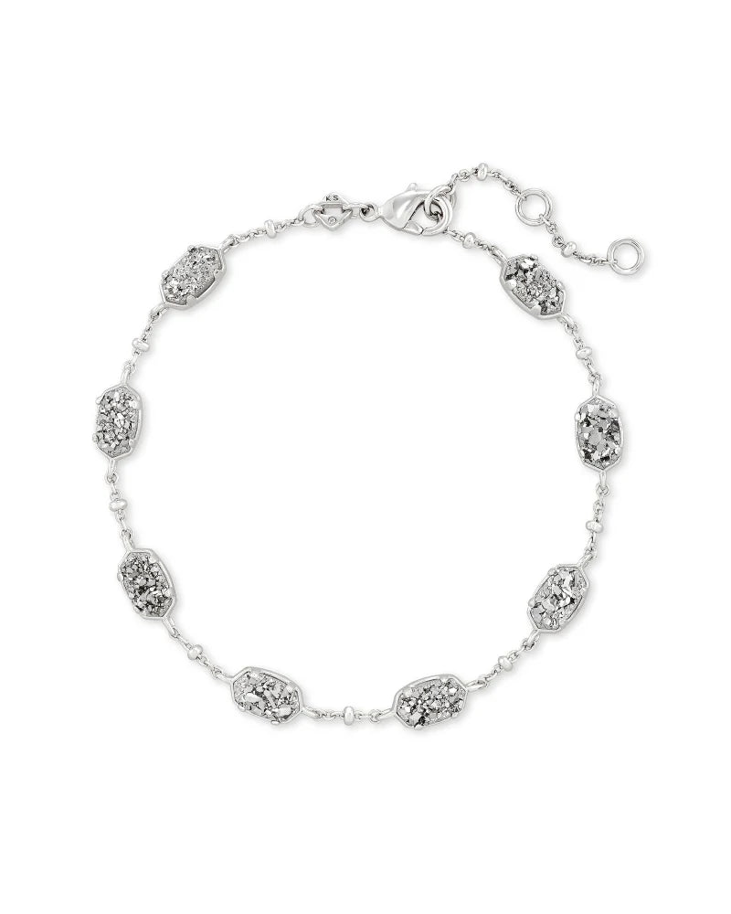 Emilie Silver Chain Bracelet in Platinum Drusy | 4217718153