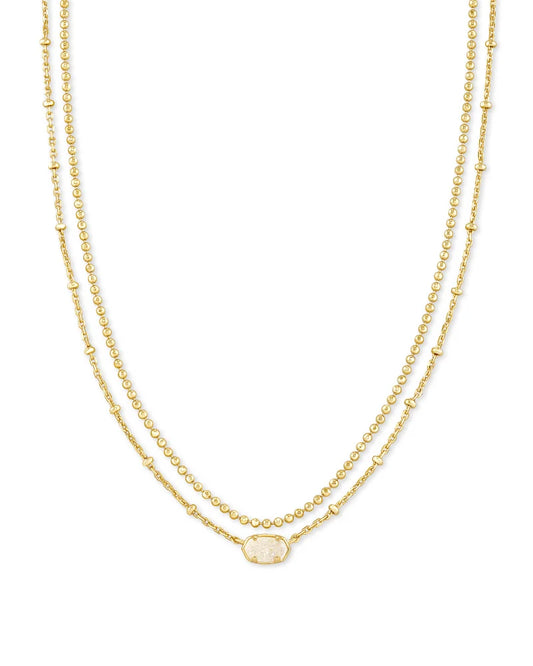 Emilie Gold Multi Strand Necklace in Iridescent Drusy | 4217718146