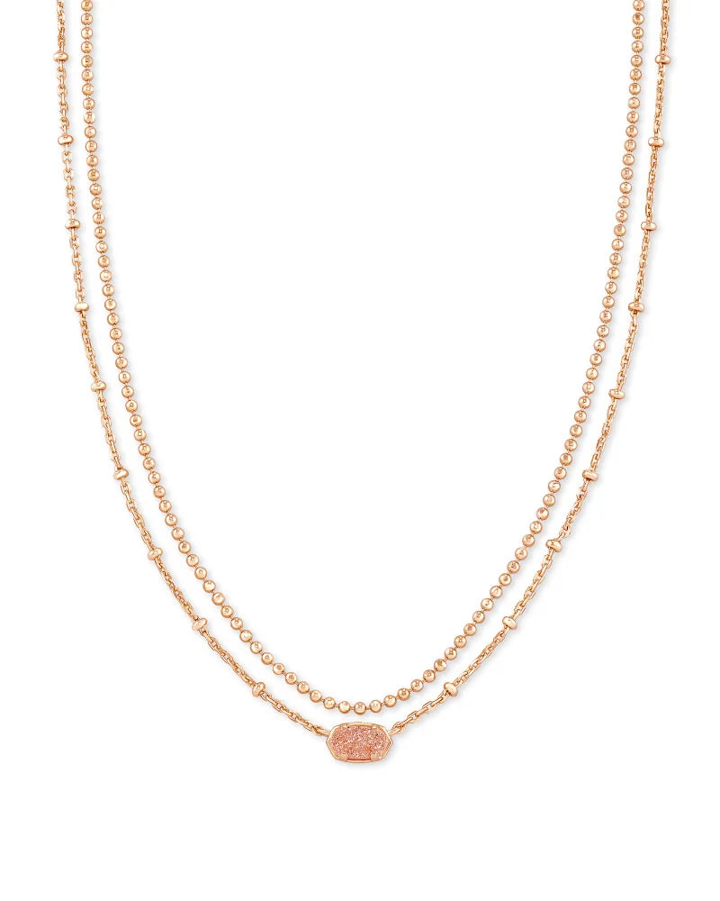 Emilie Rose Gold Multi Strand Necklace in Sand Drusy | 4217718147