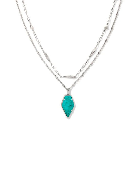 Framed Tessa Convertible Silver Multi Strand Necklace in Variegated Turquoise Magnesite | 9608801818