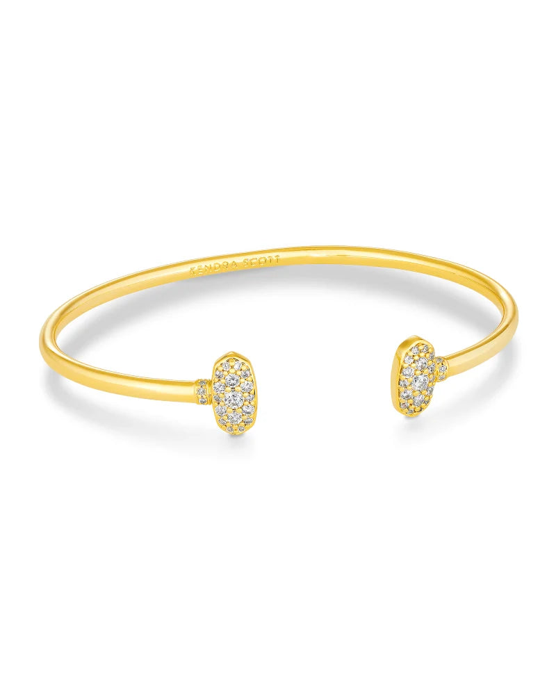 Grayson Gold Cuff Bracelet in White Crystal | 4217719674