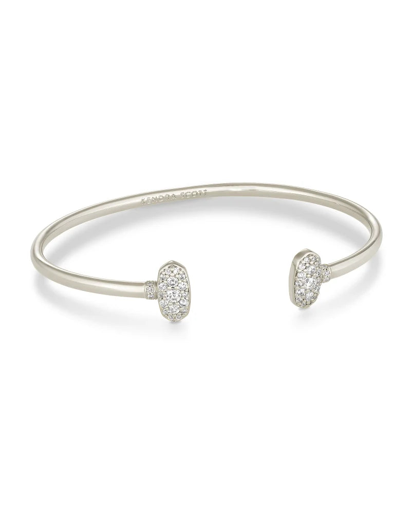 Grayson Silver Cuff Bracelet in White Crystal | 4217719680