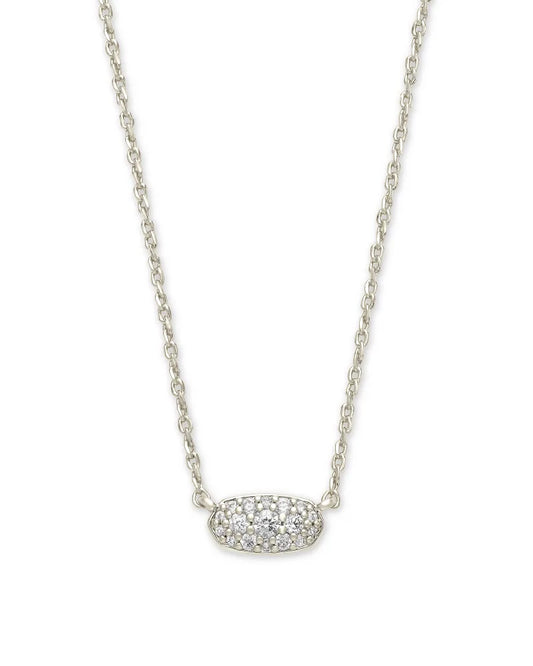 Grayson Silver Pendant Necklace in White Crystal | 4217719933