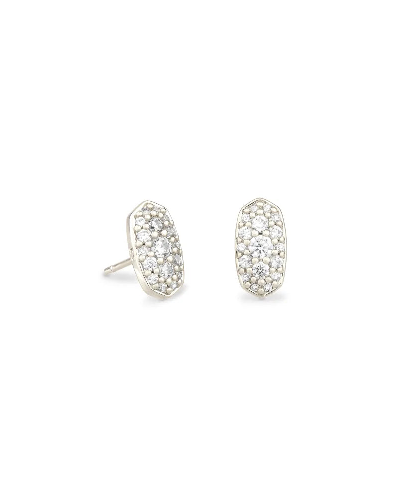 Grayson Silver Stud Earrings in White Crystal | 4217719669