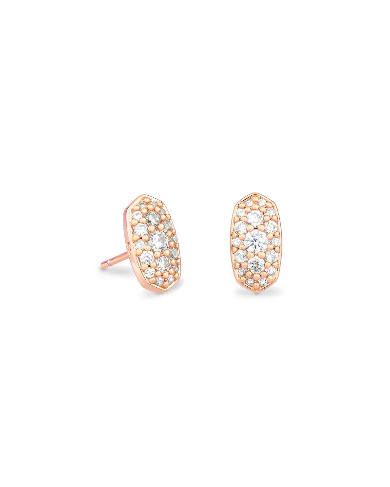 Grayson Rose Gold Stud Earrings in White Crystal | 4217719673