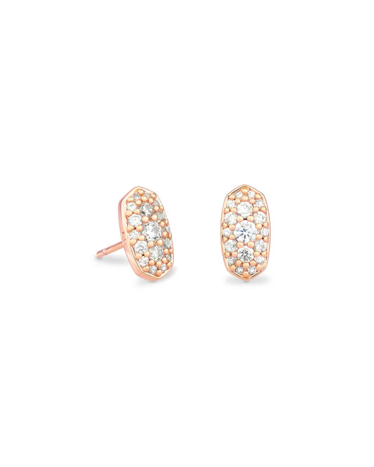 Grayson Rose Gold Stud Earrings in White Crystal | 4217719673