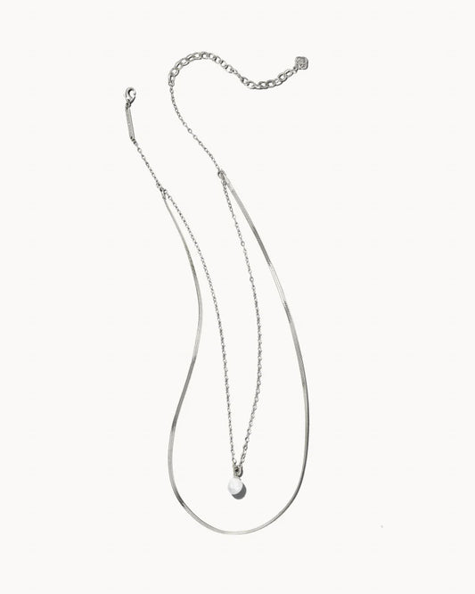 Lindsay Silver Multi Strand Necklace in White Pearl | 9608800034