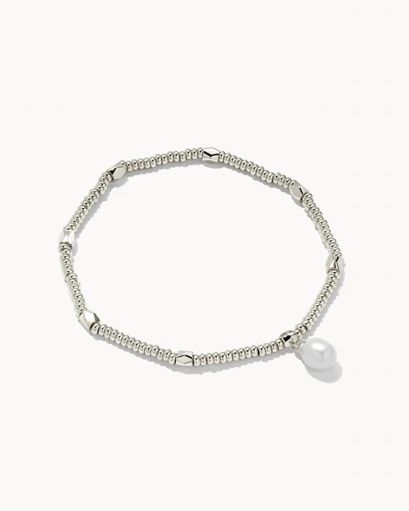 Lindsay Silver Stretch Bracelet in White Pearl | 9608800042