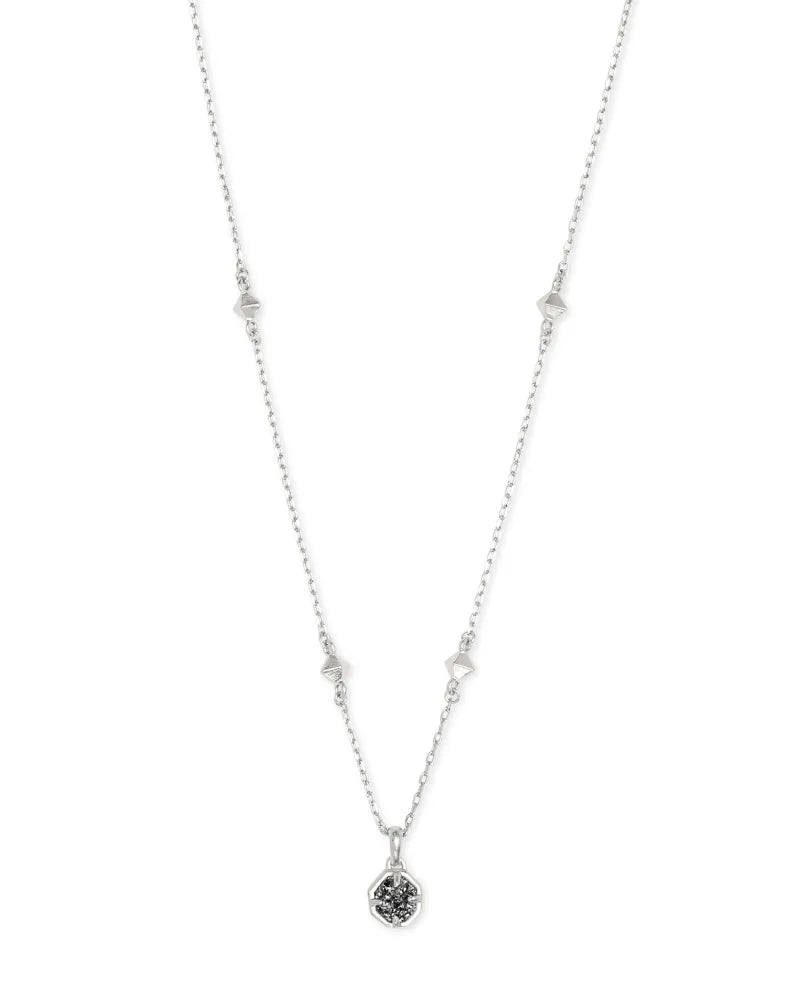 Nola Short Pendant Necklace in Platinum Drusy | 4217704875