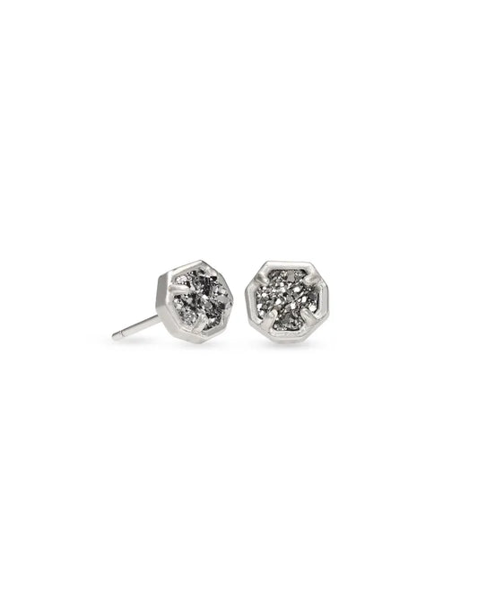 Nola Silver Stud Earrings in Platinum Drusy | 4217704879