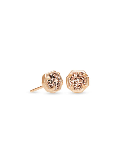 Nola Rose Gold Stud Earrings in Rose Gold Drusy | 4217704880