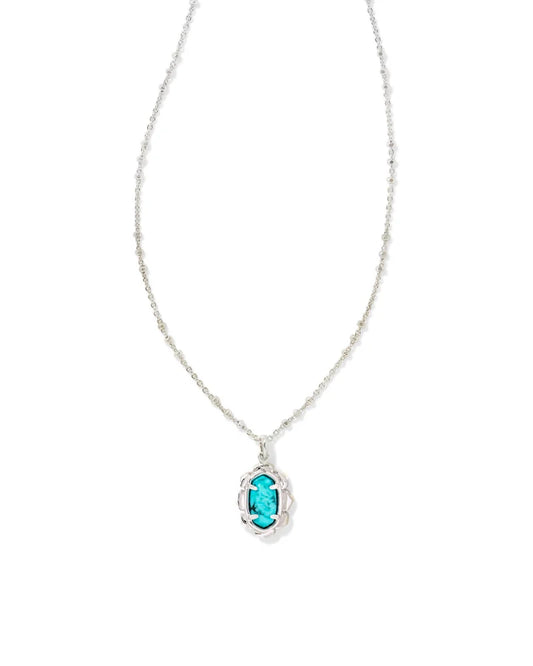 Piper Silver Pendant Necklace in Variegated Turquoise Magnesite  | 9608801801
