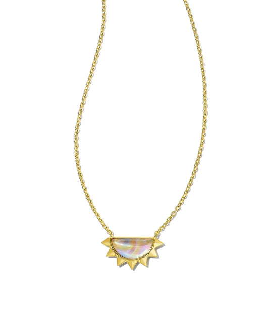 Sienna Gold Half Sun Pendant Necklace in Iridescent Abalone | 9608801829