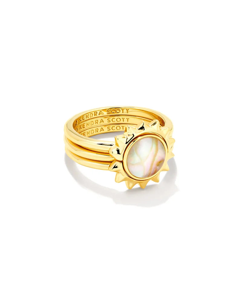 Sienna Gold Sun Ring Set in Iridescent Abalone | 9608801847